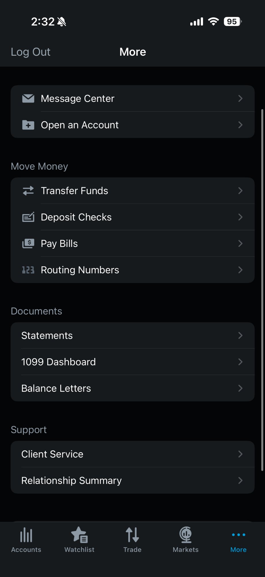 Schwab mobile app - documents and move money